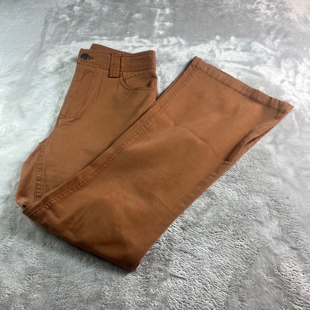 Alice + Olivia Women's 0 Flare Pants Brown Bell Bottom Stretch Cotton C108777